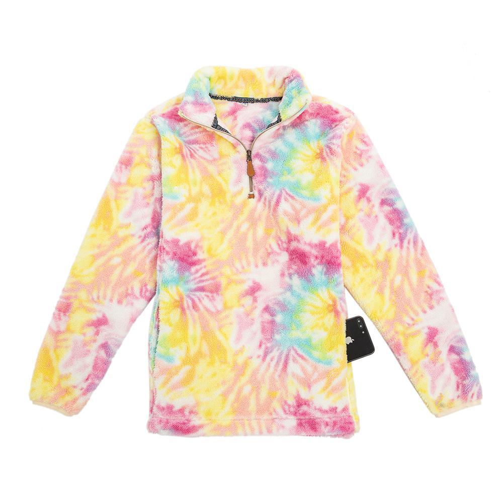 Katydid Preppy Yellow Pink Blue Tie Dye 2 Sherpa Pullover Jacket T-Shirt