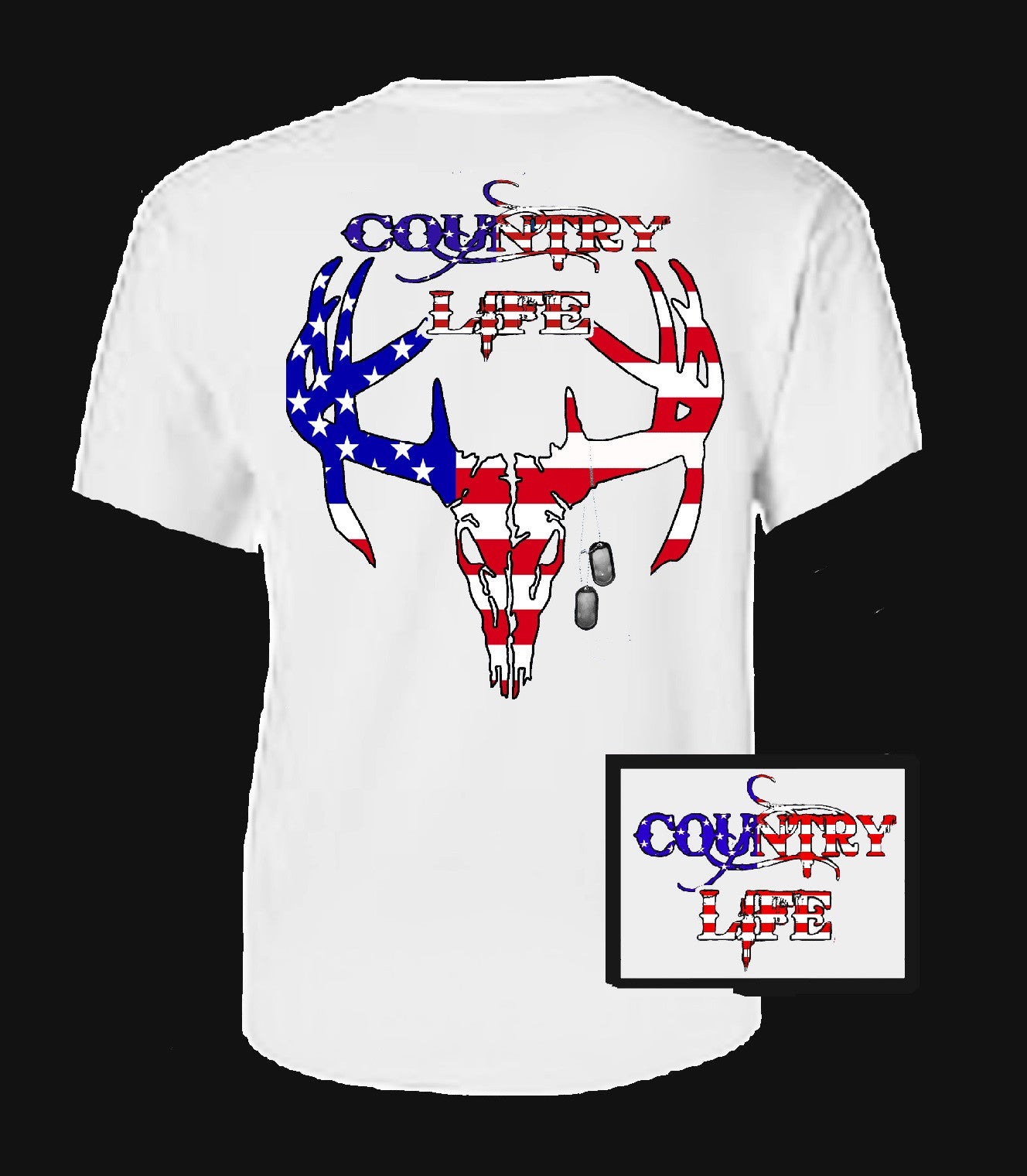 Country Life Outfitters USA American Flag Deer Skull Head Vintage Unisex Bright T Shirt - SimplyCuteTees
