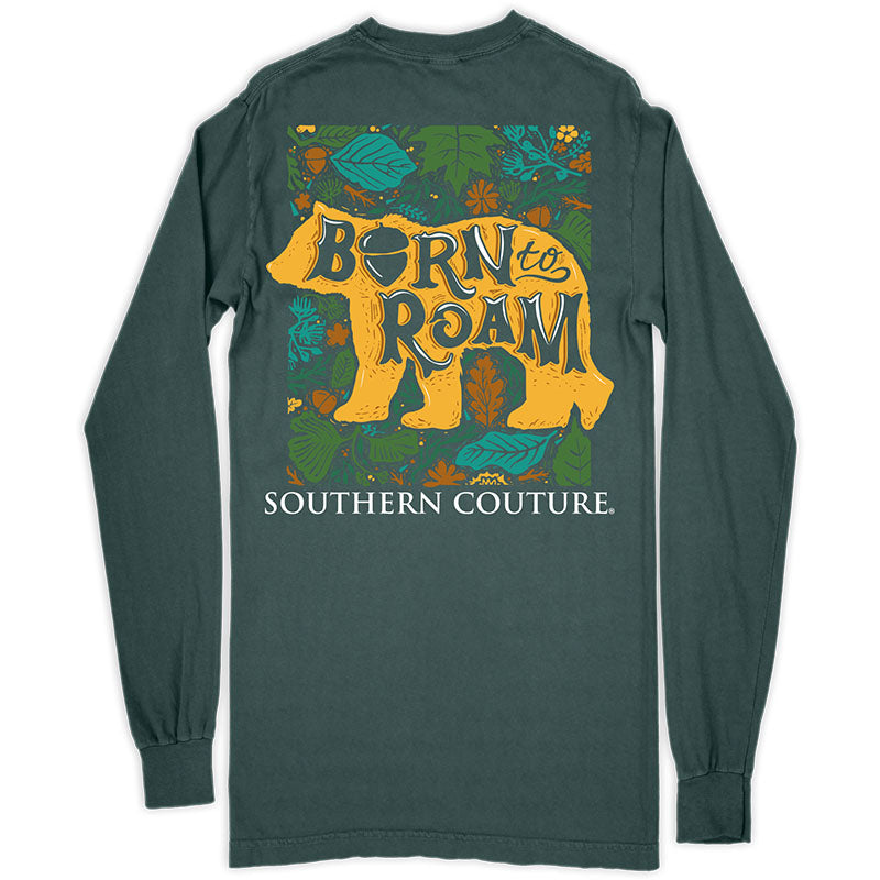 SALE Southern Couture Born To Roam Bear Long Sleeve Comfort Colors T-Shirt