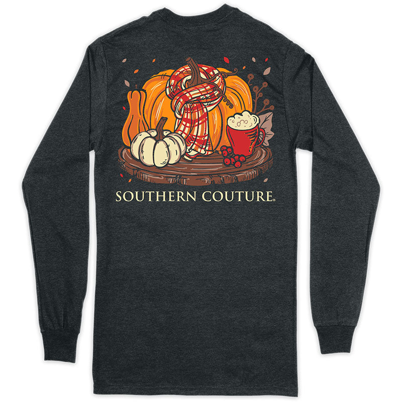 Southern Couture Classic Scarf Pumpkin Fall Long Sleeve T-Shirt