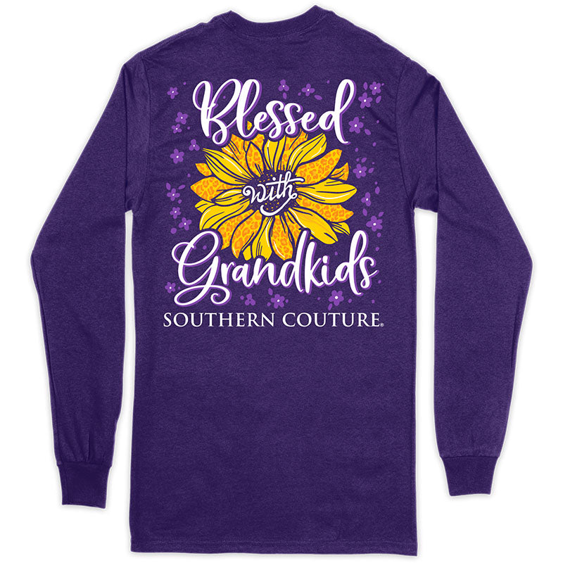 Southern Couture Classic Blessed With Grandkids Sunflower Long Sleeve T-Shirt