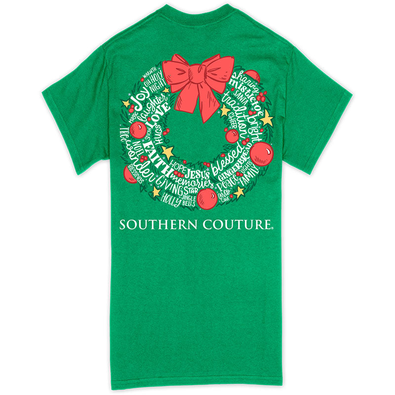 SALE Southern Couture Classic Christmas Wreath Holiday T-Shirt