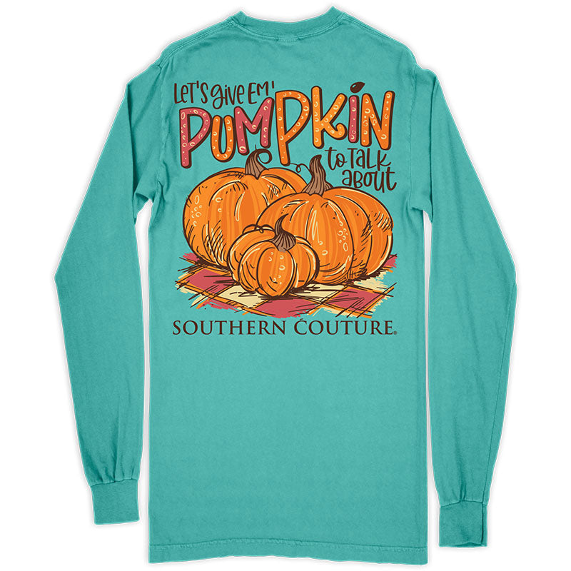SALE Southern Couture Pumpkin To Talk About Fall Comfort Colors Long Sleeve T-Shirt
