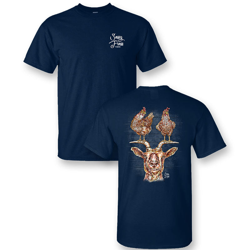 Sassy Frass All Crazy Here Goat Chickens T-Shirt