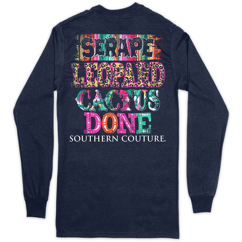 SALE Southern Couture Classic Serape Leopard Cactus Long Sleeve T-Shirt