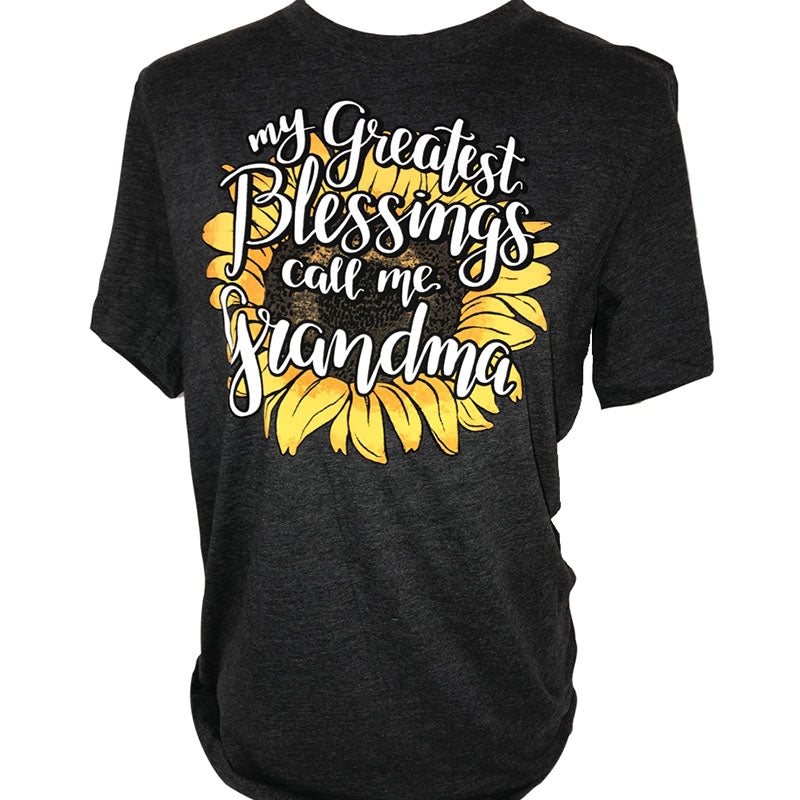 Southern Attitude Blessings Call Me Grandma Soft Canvas Front Print T-Shirt