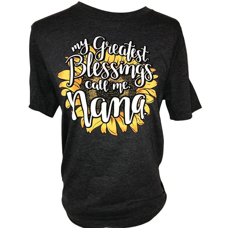 Southern Attitude Blessings Call Me Nana Soft Canvas Front Print T-Shirt