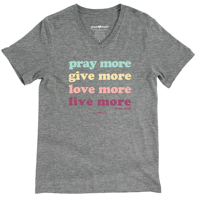 Cherished Girl Grace & Truth Pray More Christian V-Neck T-Shirt