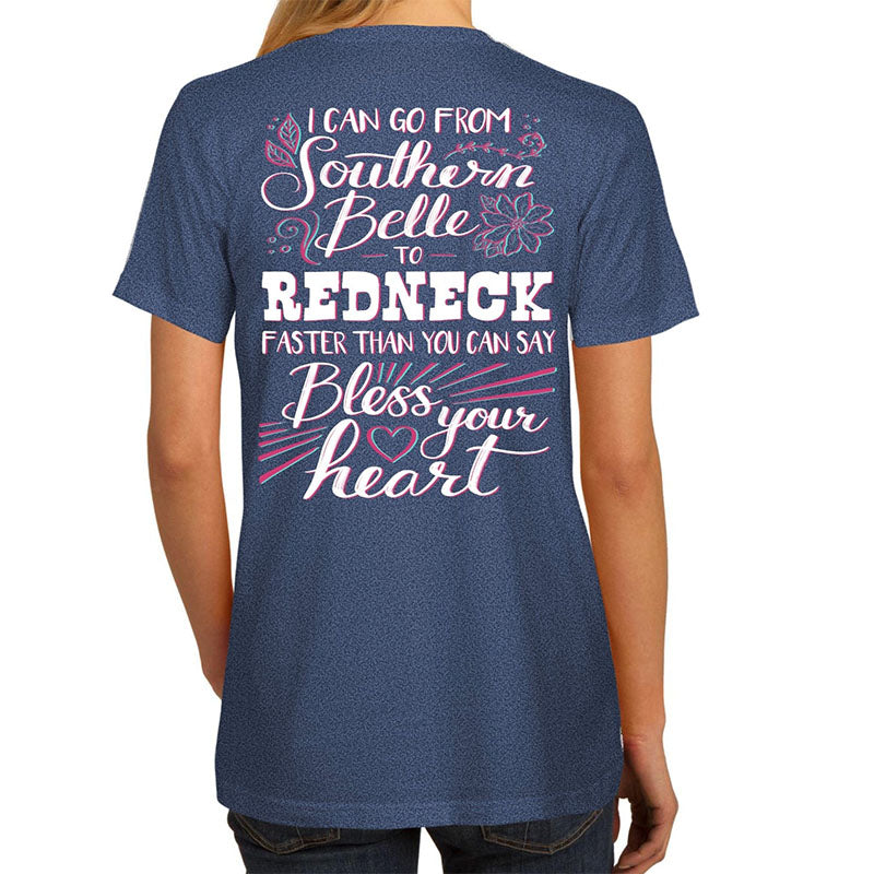 Country Life Southern Attitude Southern Belle to Redneck T-Shirt