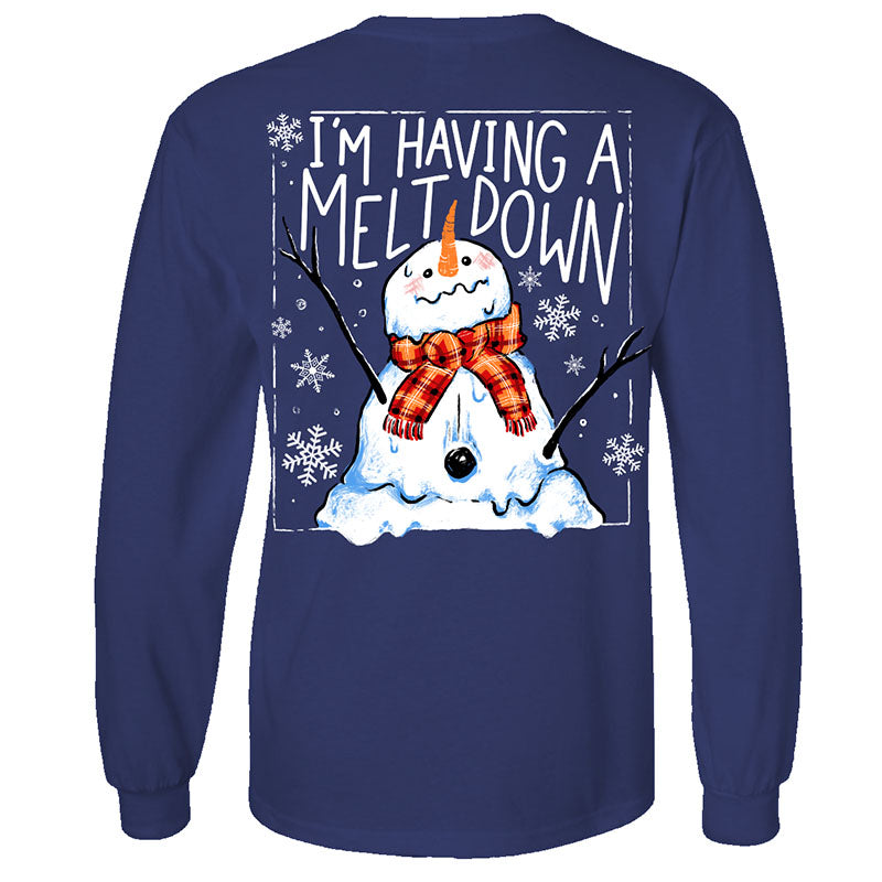 Southern Attitude Meltdown Snowman Holiday Long Sleeve T-Shirt