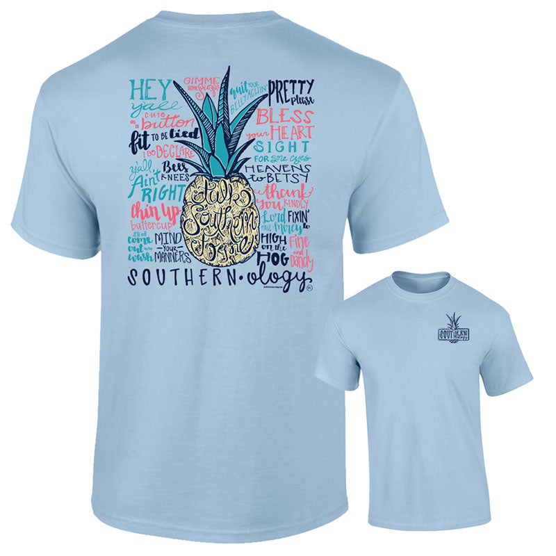 Sale Southernology Talk Southern to Me Pineapple Chambray Comfort Colors T-Shirt