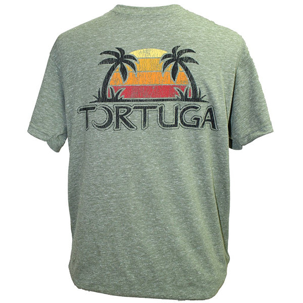 Southern Attitude Tortuga Moon Sunset Palms Soft Canvas T-Shirt
