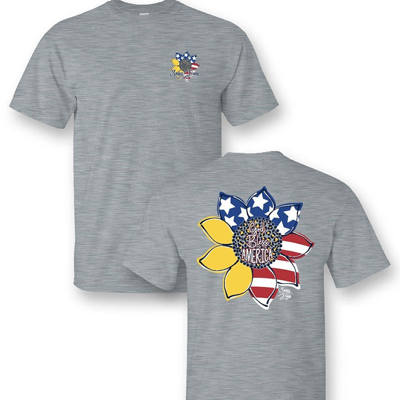 Sassy Frass God Bless America USA Sunflower T-Shirt