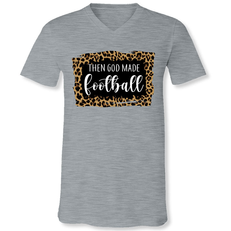 SALE Sassy Frass God Made Football Canvas V-neck T-Shirt