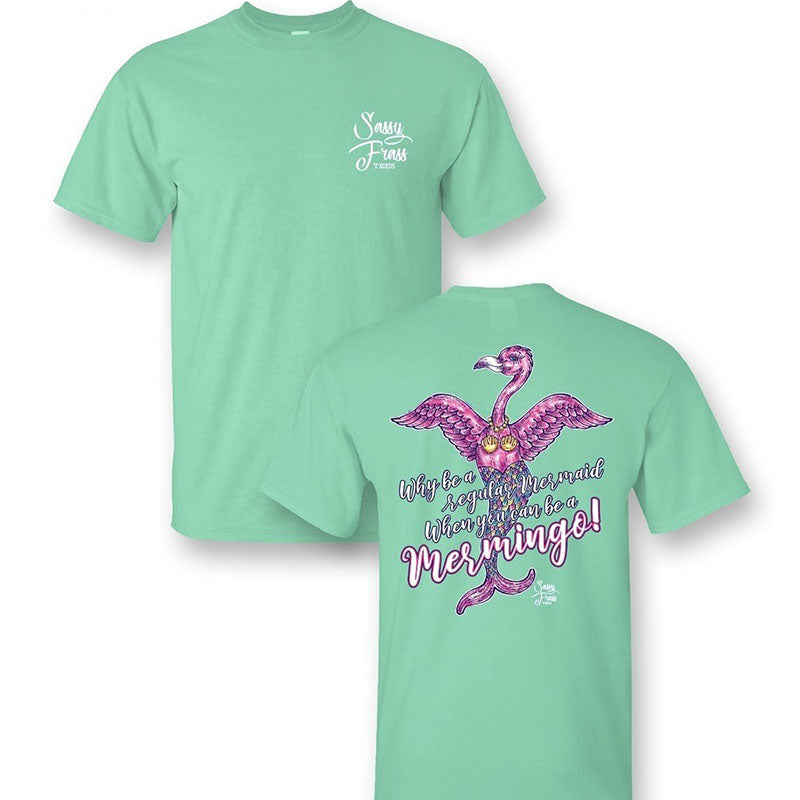 Sassy Frass Preppy Mermaid Flamingo Mermingo T-Shirt