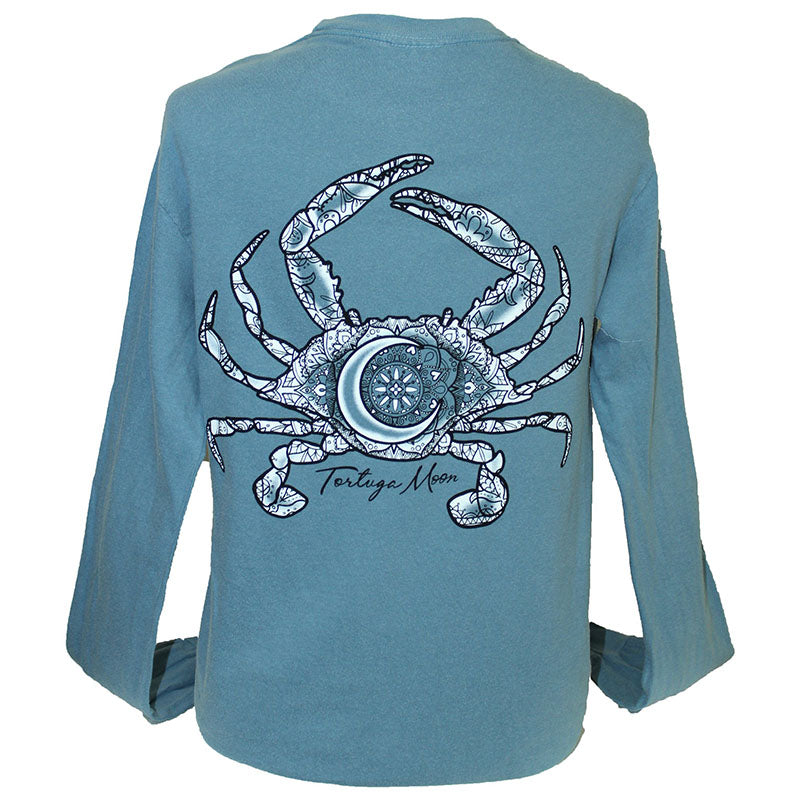 Southern Attitude Tortuga Moon Crab Ice Comfort Colors Long Sleeve T-Shirt