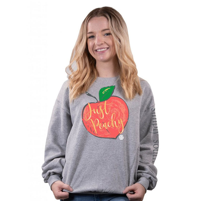 SALE Simply Southern Just Peachy Long Sleeve Crew Sweatshirt