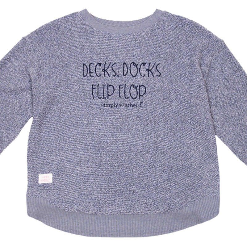 SALE Simply Southern Flip Flop Terry Pullover Soft Crew Long Sleeve T-Shirt