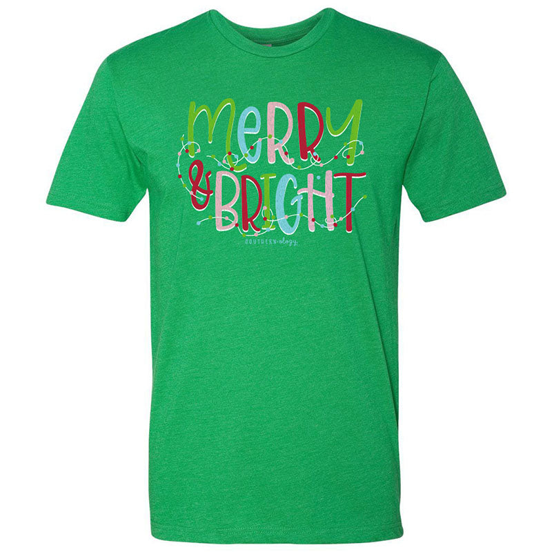 Southernology Statement Merry and Bright Holiday Canvas T-Shirt - SimplyCuteTees