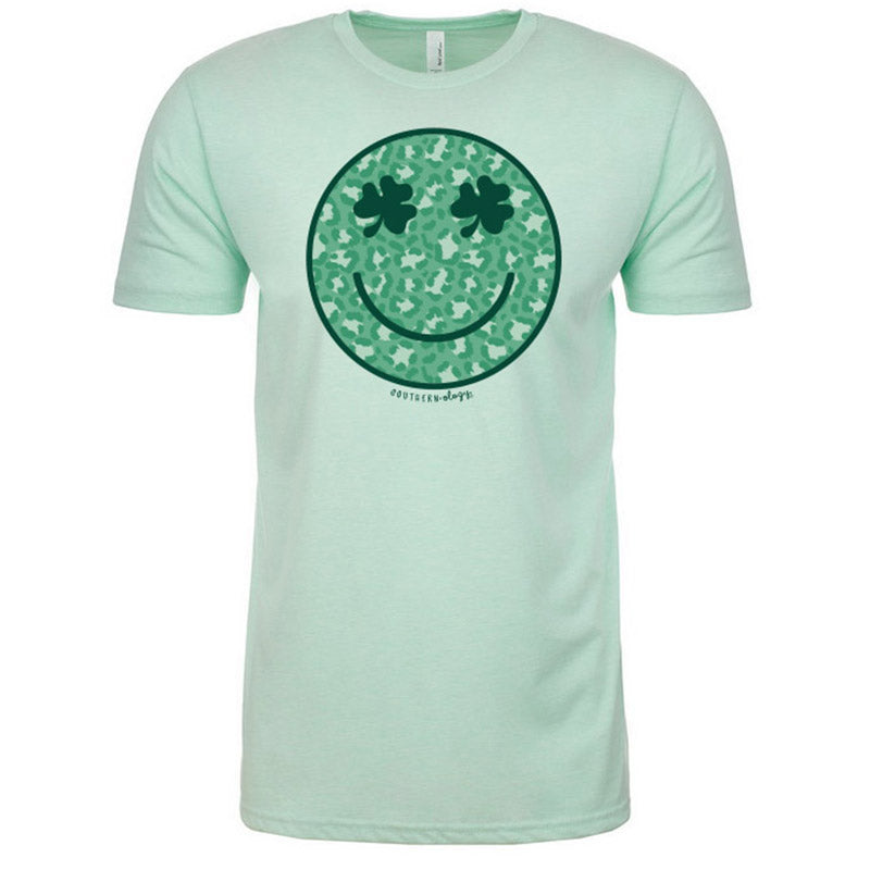 Southernology Statement Leopard Shamrock Smile Irish Canvas T-Shirt
