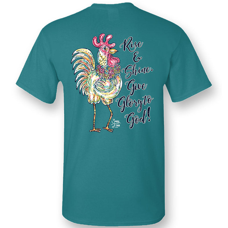 Sale Sassy Frass Rise & Shine & Give Glory to God Rooster T-Shirt
