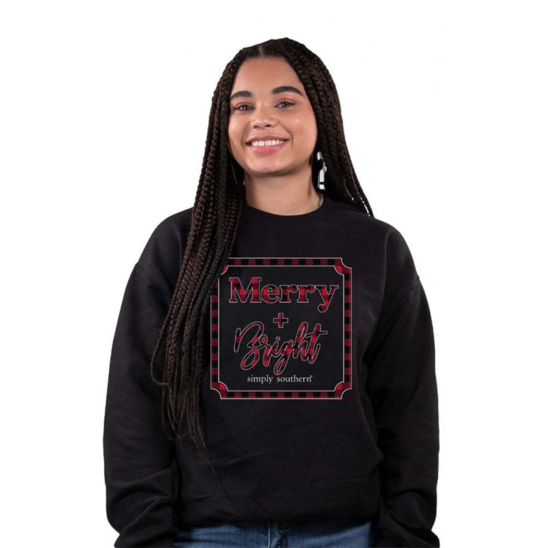 SALE Simply Southern Merry & Bright Holiday Long Sleeve Crew Sweatshirt