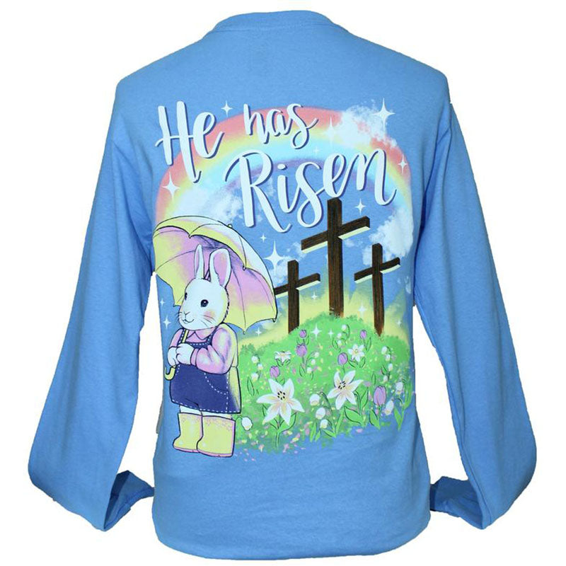 SALE Southern Attitude Easter He Has Risen Bunny Long Sleeve T-Shirt