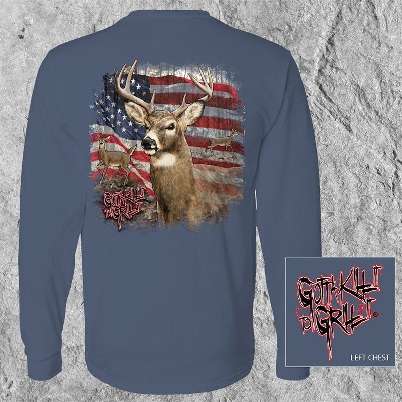 Gotta Kill It To Grill It USA Buck Deer Unisex Long Sleeve T-Shirt