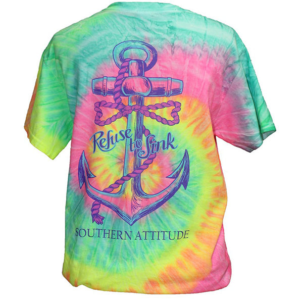 Southern Attitude Refuse To Sink Anchor Tie Dye T-Shirt