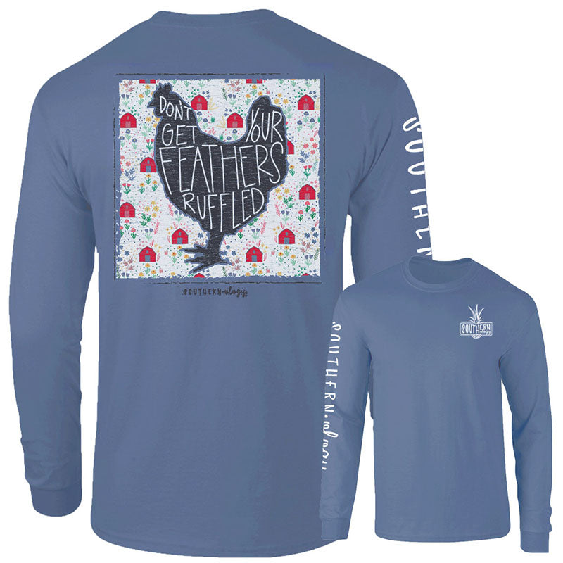 Southernology Feathers Ruffled Chicken Comfort Colors Long Sleeve T-Shirt