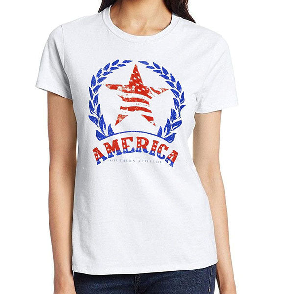 Southern Attitude Preppy USA Star Flag T-Shirt