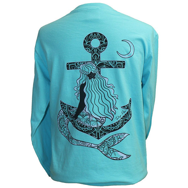 Southern Attitude Tortuga Moon Mermaid Anchor Comfort Colors Long Sleeve T-Shirt