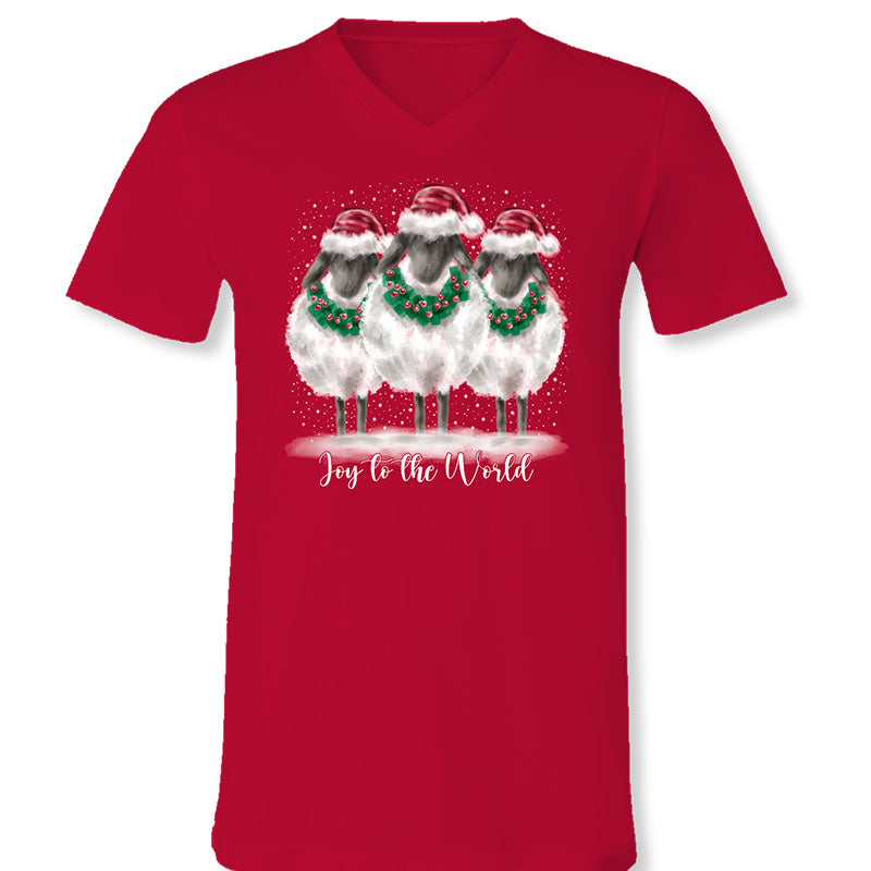 SALE Sassy Frass Joy To The World Holiday V-Neck Canvas T-Shirt