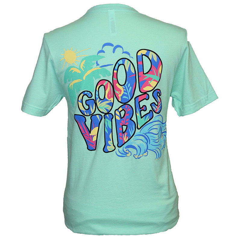 Southern Attitude Tortuga Moon Good Vibes Soft Canvas Mint T-Shirt