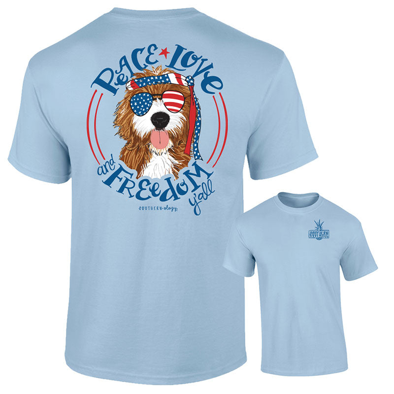Southernology Peace Love Freedom Y'all USA Comfort Colors T-Shirt