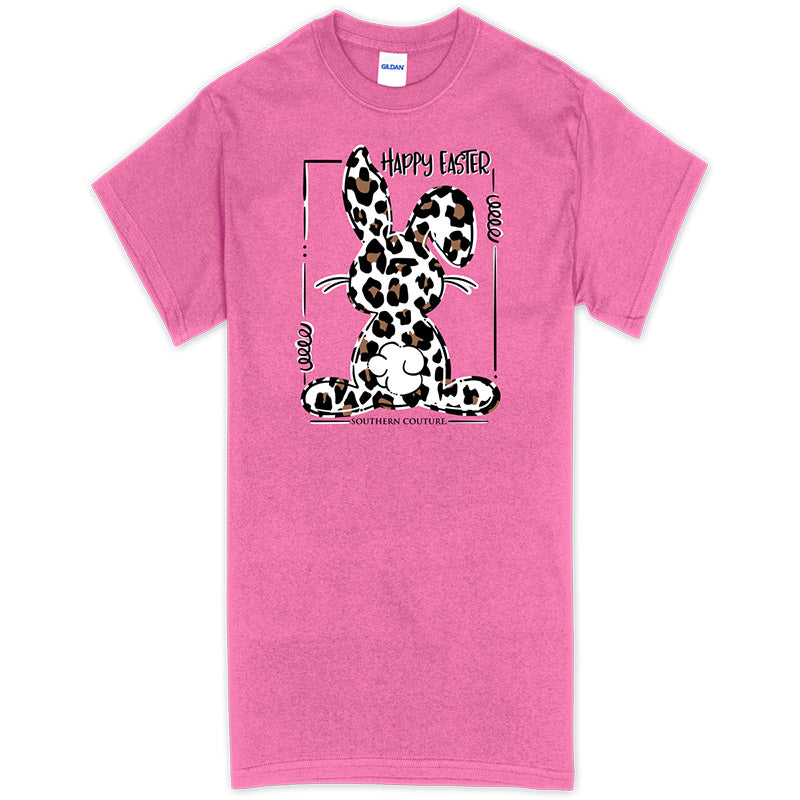 Southern Couture Soft Happy Easter Leopard Bunny T-Shirt