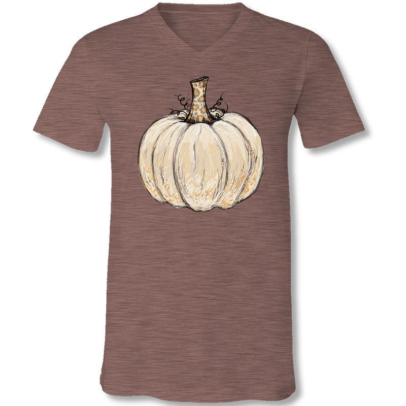 SALE Sassy Frass Thankful White Pumpkin V-Neck Canvas T-Shirt
