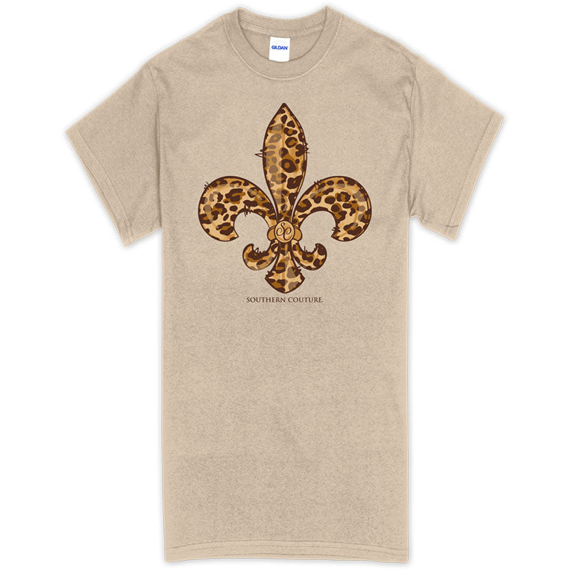 SALE Southern Couture Leopard Fleur De Lis Soft T-Shirt