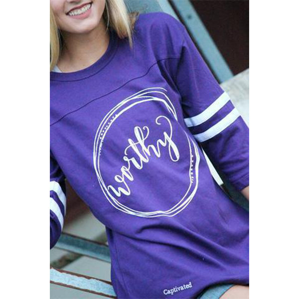 Sassy Frass Captivated Worthy Rally Jersey Long Sleeve Bright Girlie T Shirt