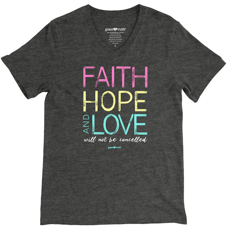 Cherished Girl Grace & Truth Faith Hope Love Christian V-Neck T-Shirt