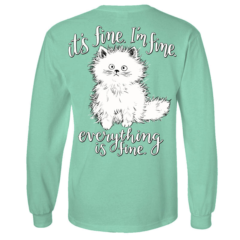 Southern Attitude Everything's Fine Cat Long Sleeve T-Shirt