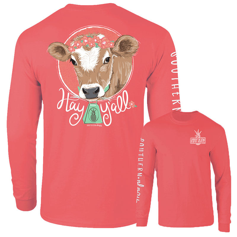 Southernology Hay Y’all Cow Comfort Colors Long Sleeve T-Shirt
