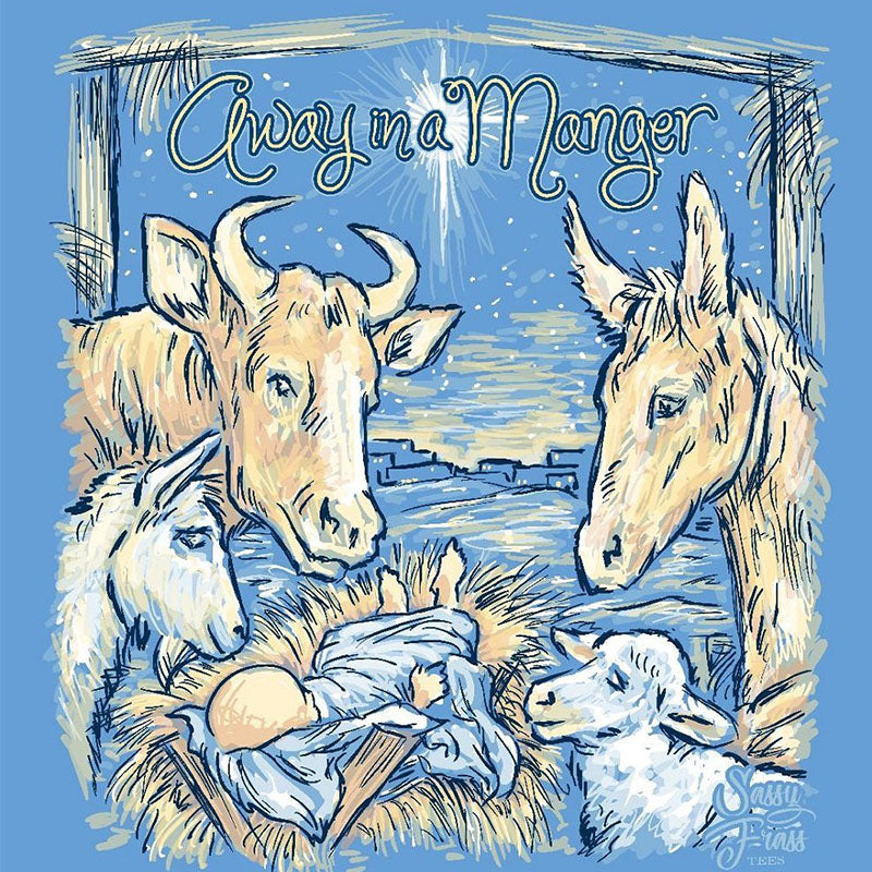 SALE Sassy Frass Away in a Manger Christmas Long Sleeve T-Shirt