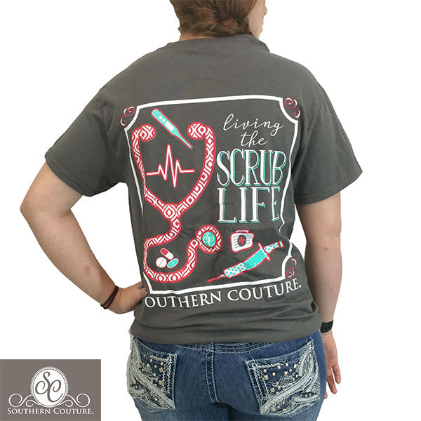 Southern Couture Preppy Living The Scrub Life Nurse T-Shirt - SimplyCuteTees