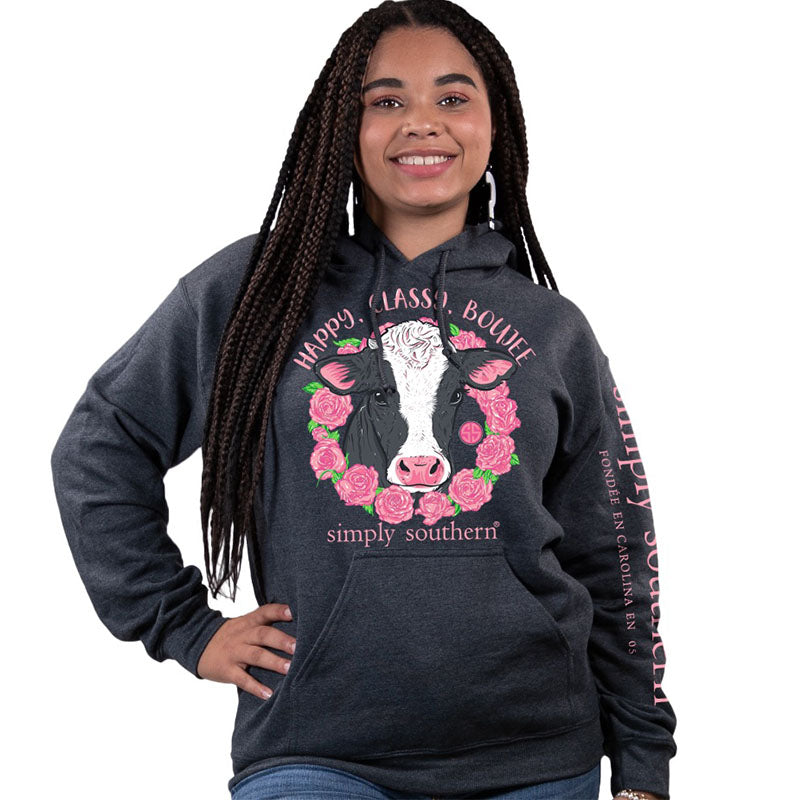 SALE Simply Southern Preppy Boujee Cow Pullover Hoodie T-Shirt