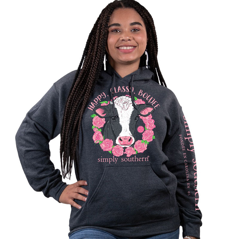 Simply Southern Preppy Boujee Cow Pullover Hoodie T-Shirt