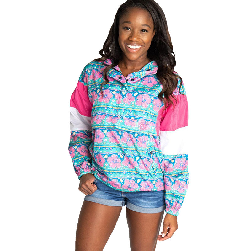 SALE Simply Southern Hibi Flowers Pullover Rain Jacket