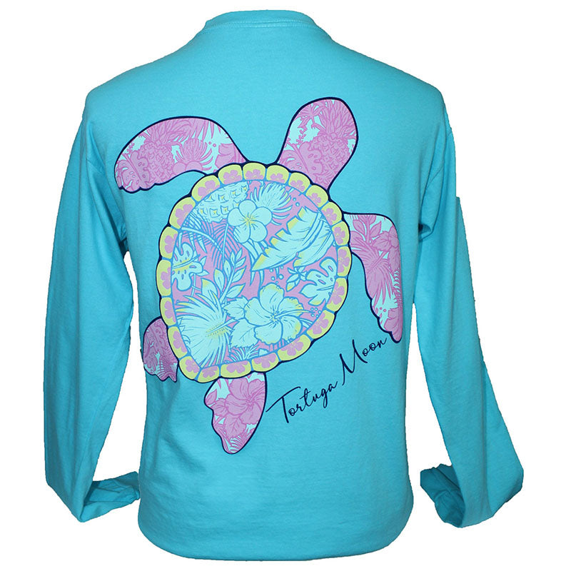 Southern Attitude Tortuga Moon Palm Turtle Comfort Colors Long Sleeve T-Shirt