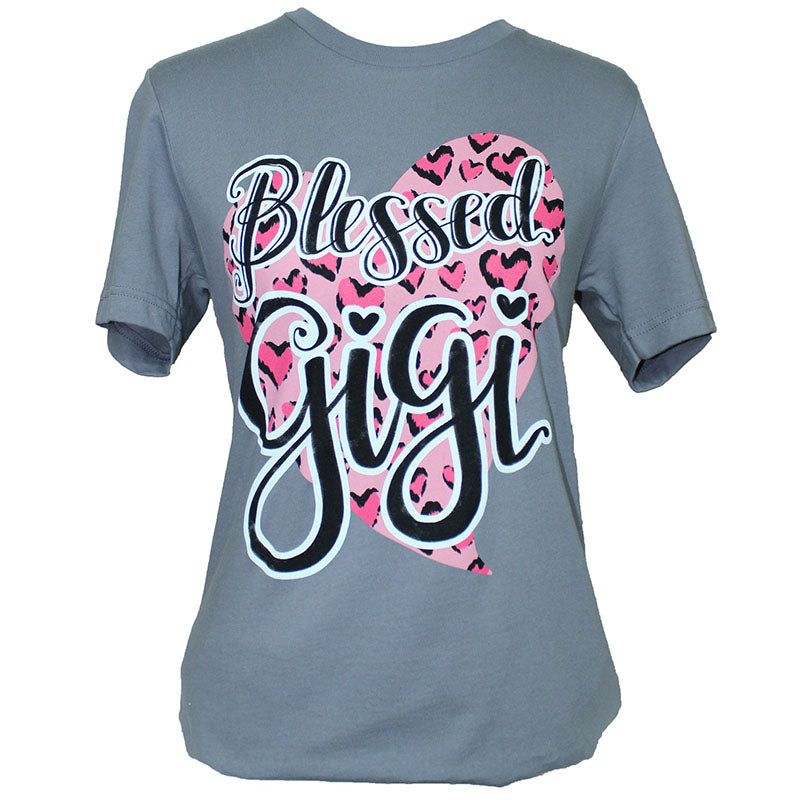 Southern Attitude Blessed Gigi Heart Soft Canvas Front Print T-Shirt