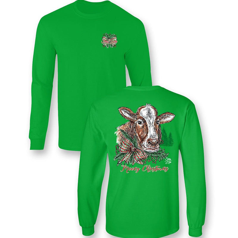 SALE Sassy Frass Mooey Christmas Cow Holiday Long Sleeve T-Shirt